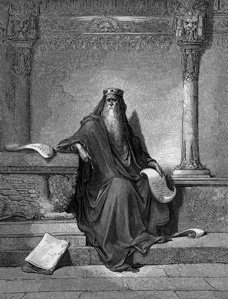 «الملك سليمان يكتب سفر الأمثال» من طرف (غوستاف دور).