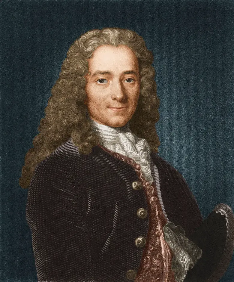 فرانسوا ماري أرويت (1694-1778)، المعروف باسم (فولتير)، كاتب وفيلسوف فرنسي.