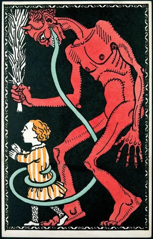 بطاقة بريدية رُسم عليها الشيطان (كرامبوس) عام 1911.