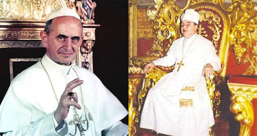 البابا الكاثوليكي الروماني بولس السادس، والبابا البالماري ”المكفوف“ (غريغوري السابع عشر).