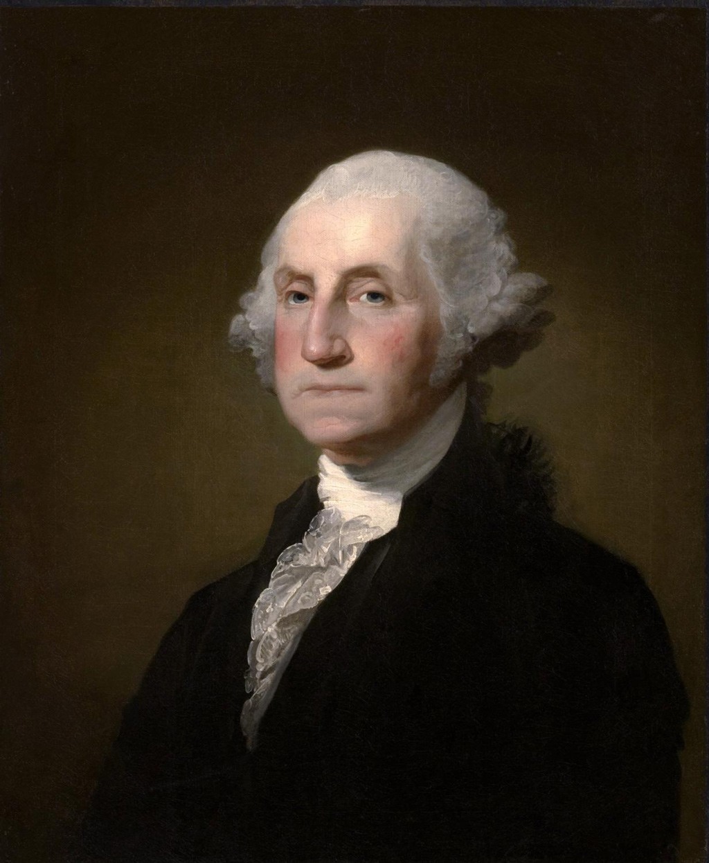 بورتريه للرئيس الأمريكي الأول (جورج واشنطن)، بريشة (جيلبرت ستيوارت) حوالي سنة 1797.