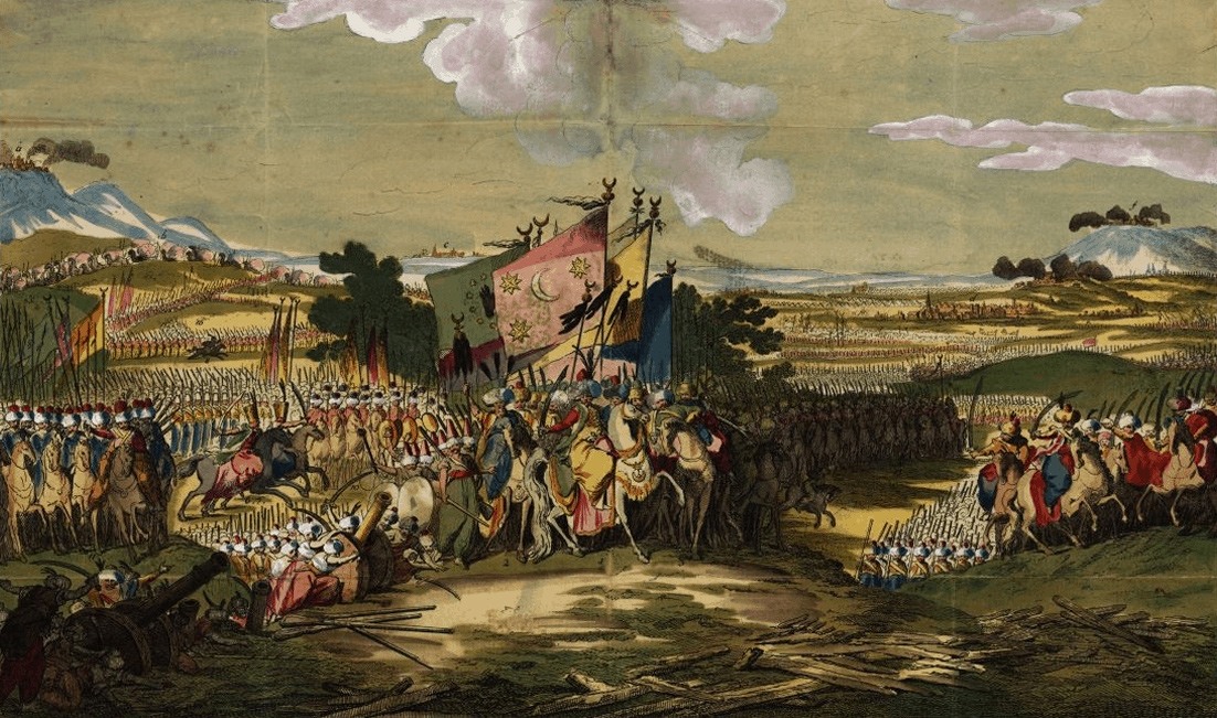 الجيش العثماني يزحف على (صوفيا) في مستهل الحرب التركية النمساوية في سنة 1788.