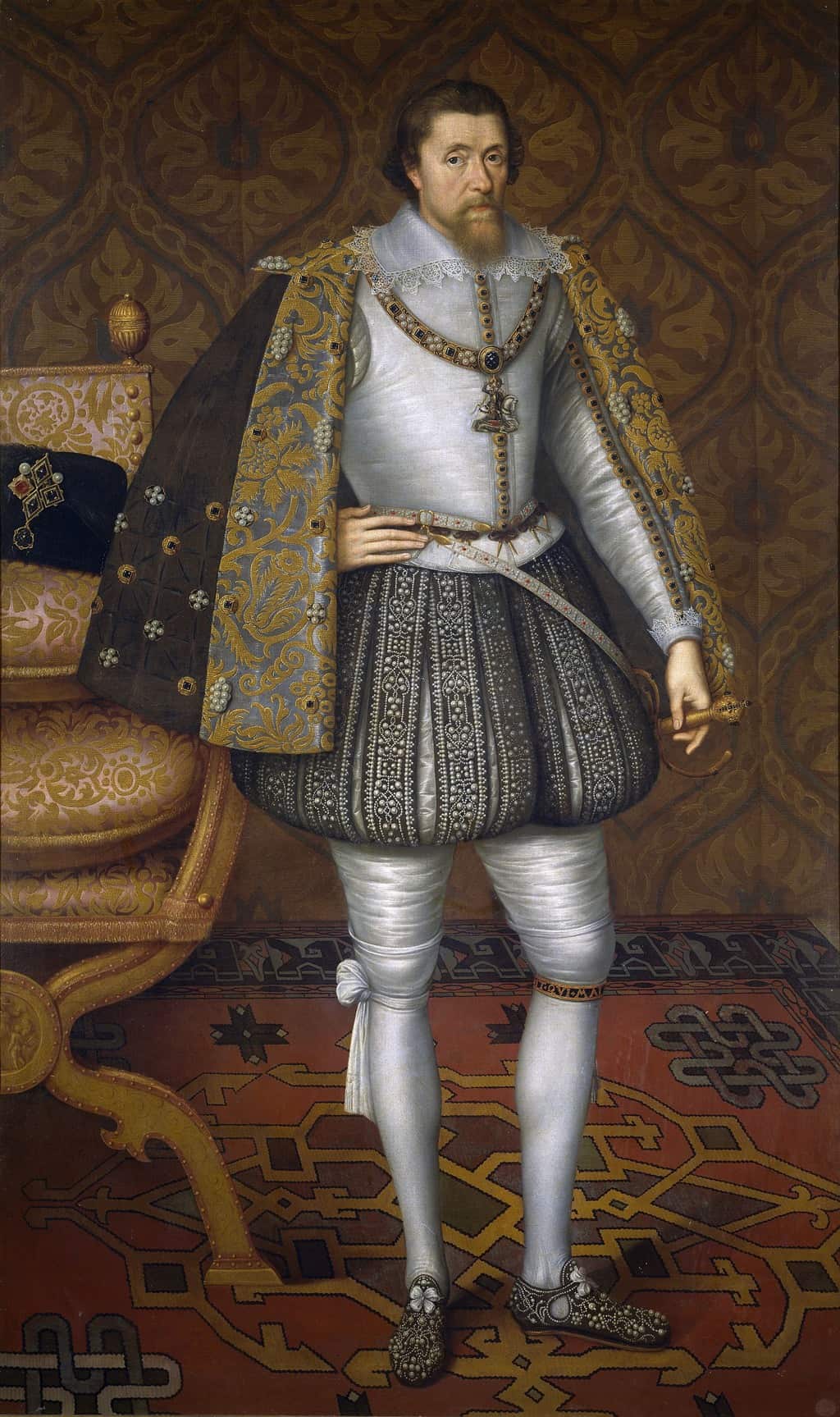 ملك إنجلترا جيمس الأول، بريشة جون دي كريتز (حوالي 1605). ويكيميديا ​​كومونز