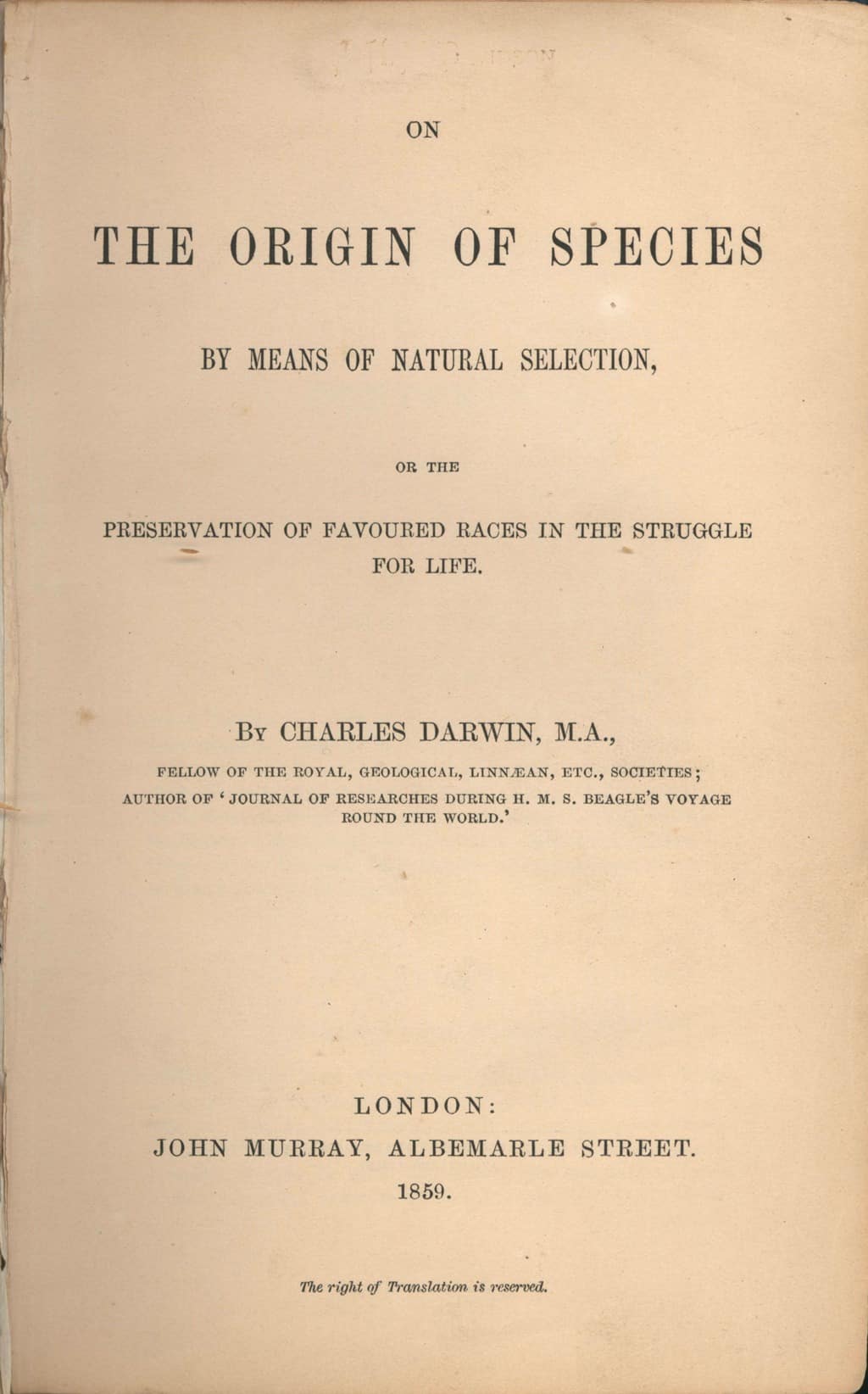 ظهرت أعمال (داروين) الثورية في المجال العلمي بعنوان «في أصل الأنواع» أول مرة في سنة 1859. صورة: Wikimedia Commons