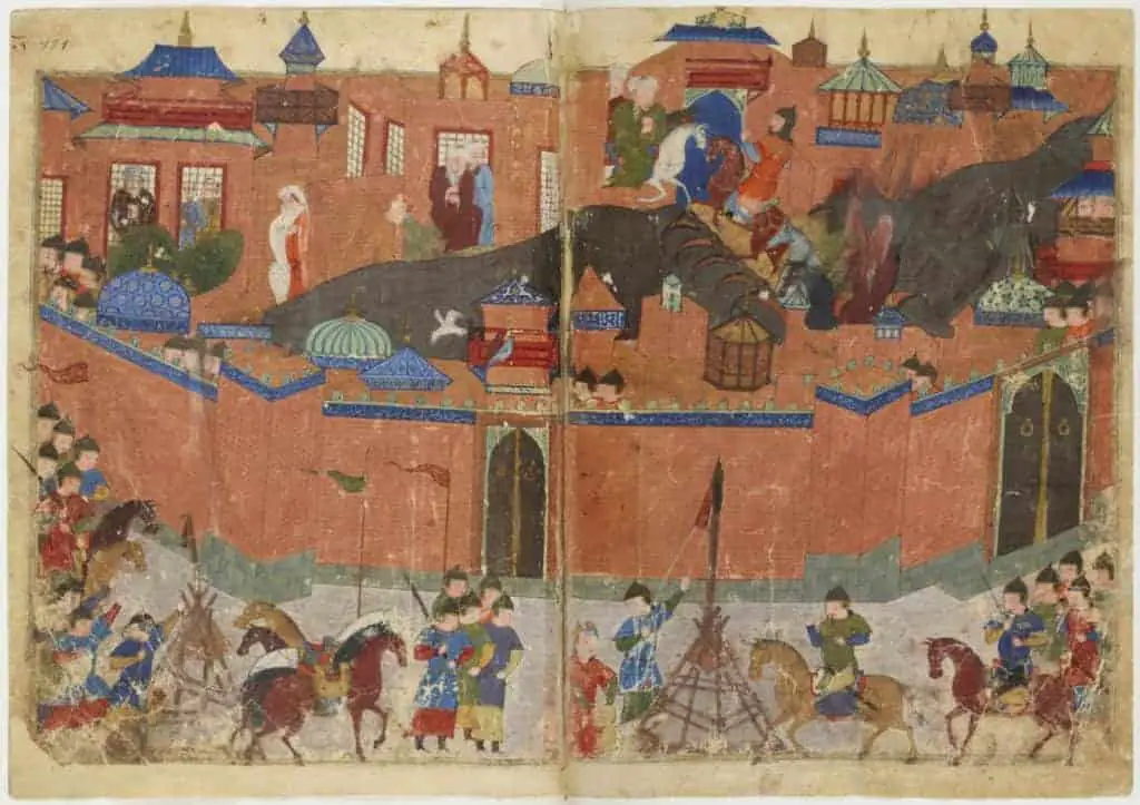 تصوير لحصار (هولاكو) لبغداد، من العصور الوسطى.