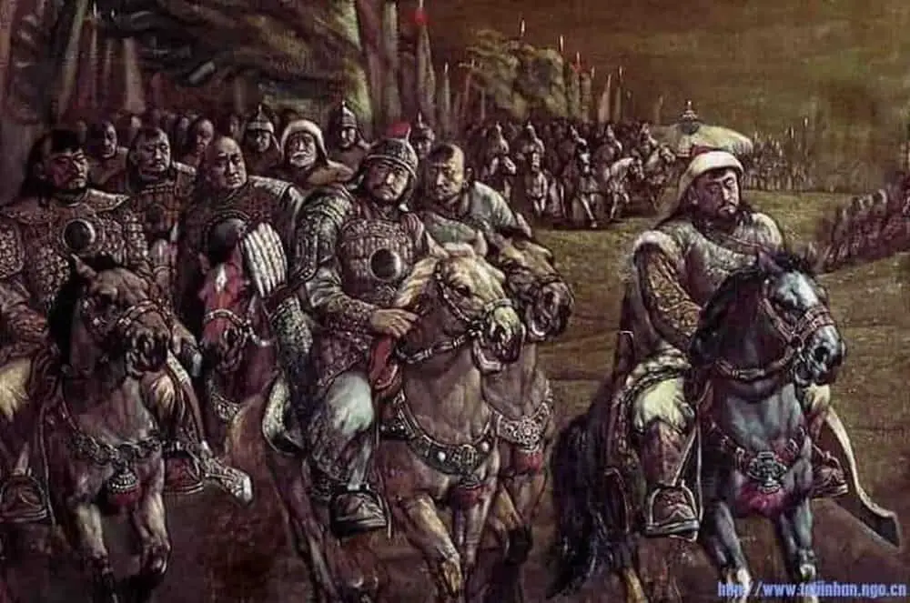 جيش مغولي أثناء الزحف