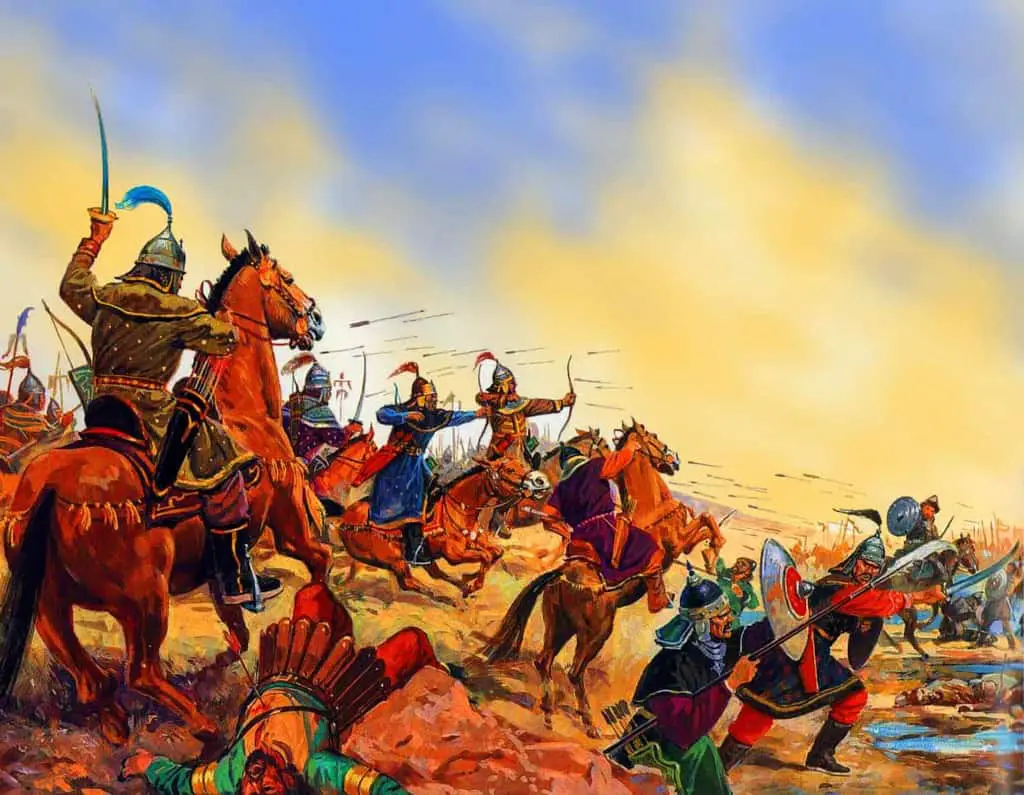 المغول أثناء إحدى المعارك.