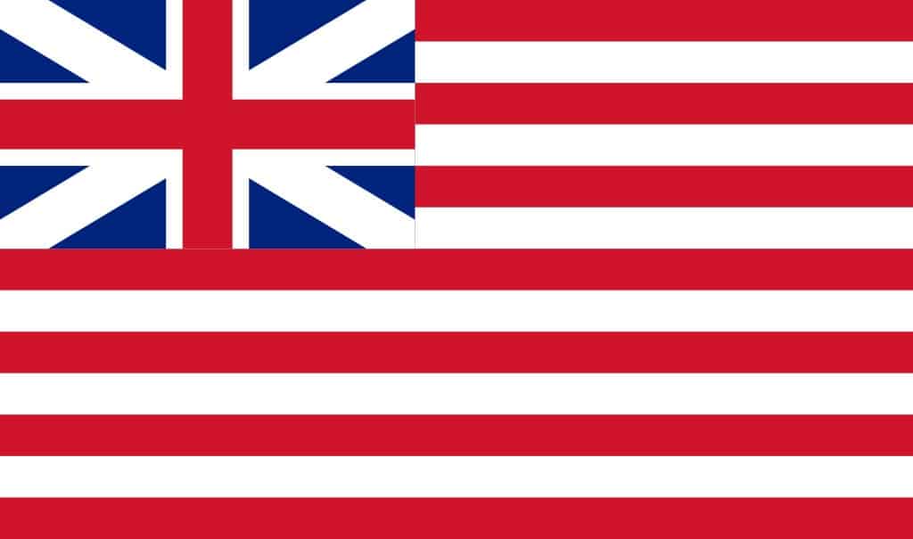 علم شركة الهند الشرقية البريطانية عام 1707 أثّر في تصميم علم (كامبريدج)، الذي نُقل في الأيام الأولى للثورة الأمريكية. ويكيميديا