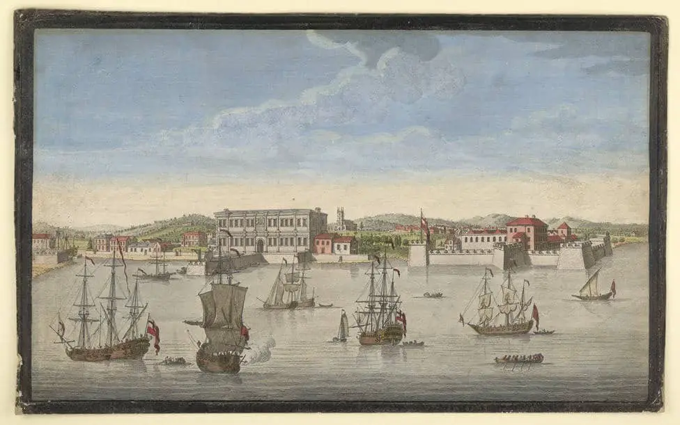 سفن الشركة ومرافقها في بومباي، حيث بدأت بجمع الضرائب في القرن الثامن عشر، مما أدى إلى العديد من حالات الفساد. ويكيميديا