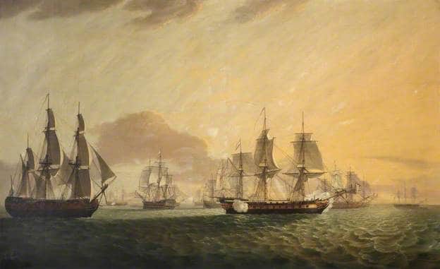 قامت شركة الهند الشرقية بتسليح سفنها لمحاربة القراصنة والاستيلاء على سفن الدول الأخرى خلال أوقات الحرب. ويكيميديا