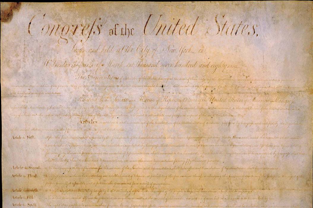نسخة أصلية من وثيقة حقوق الولايات المتحدة