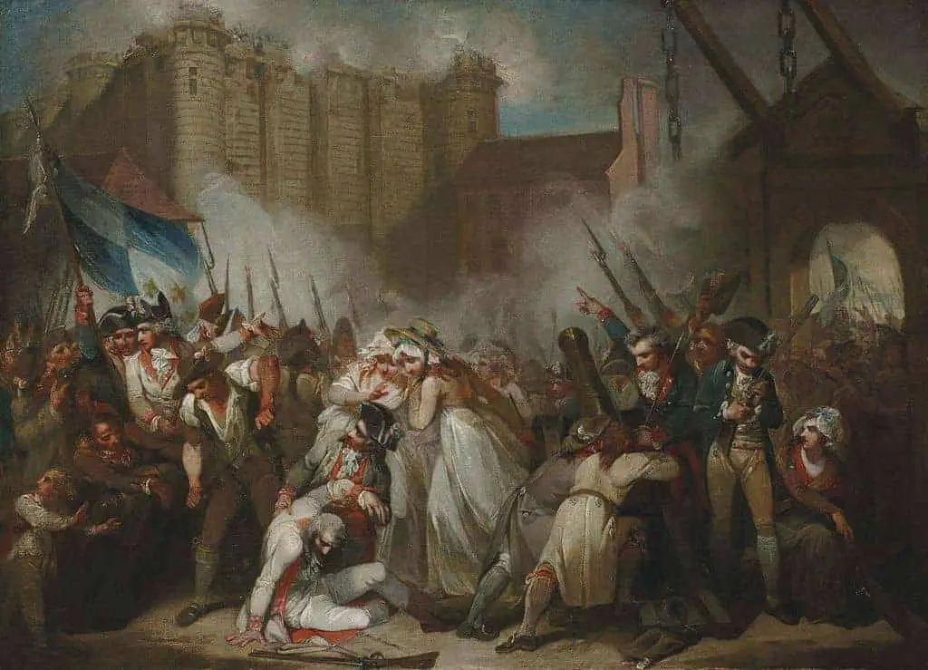 تصوير اقتحام سجن الباستيل في 14 يوليو 1789.