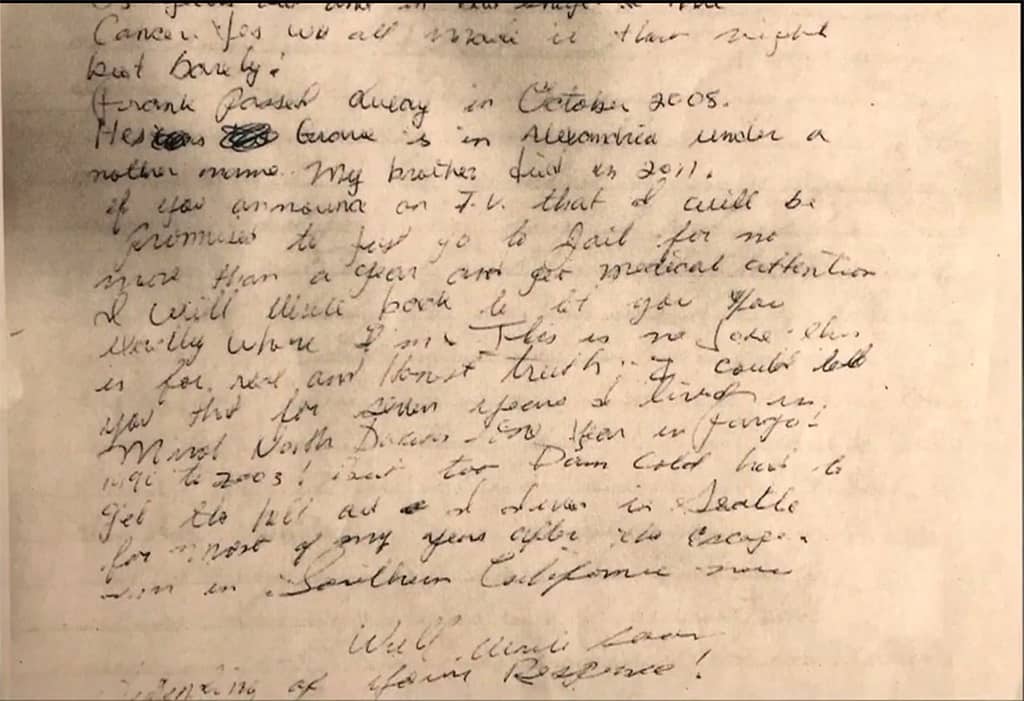 الرسالة التي تم إرسالها إلى مكتب التحقيقات الفدرالي بتوقيع (جون أنغلين).