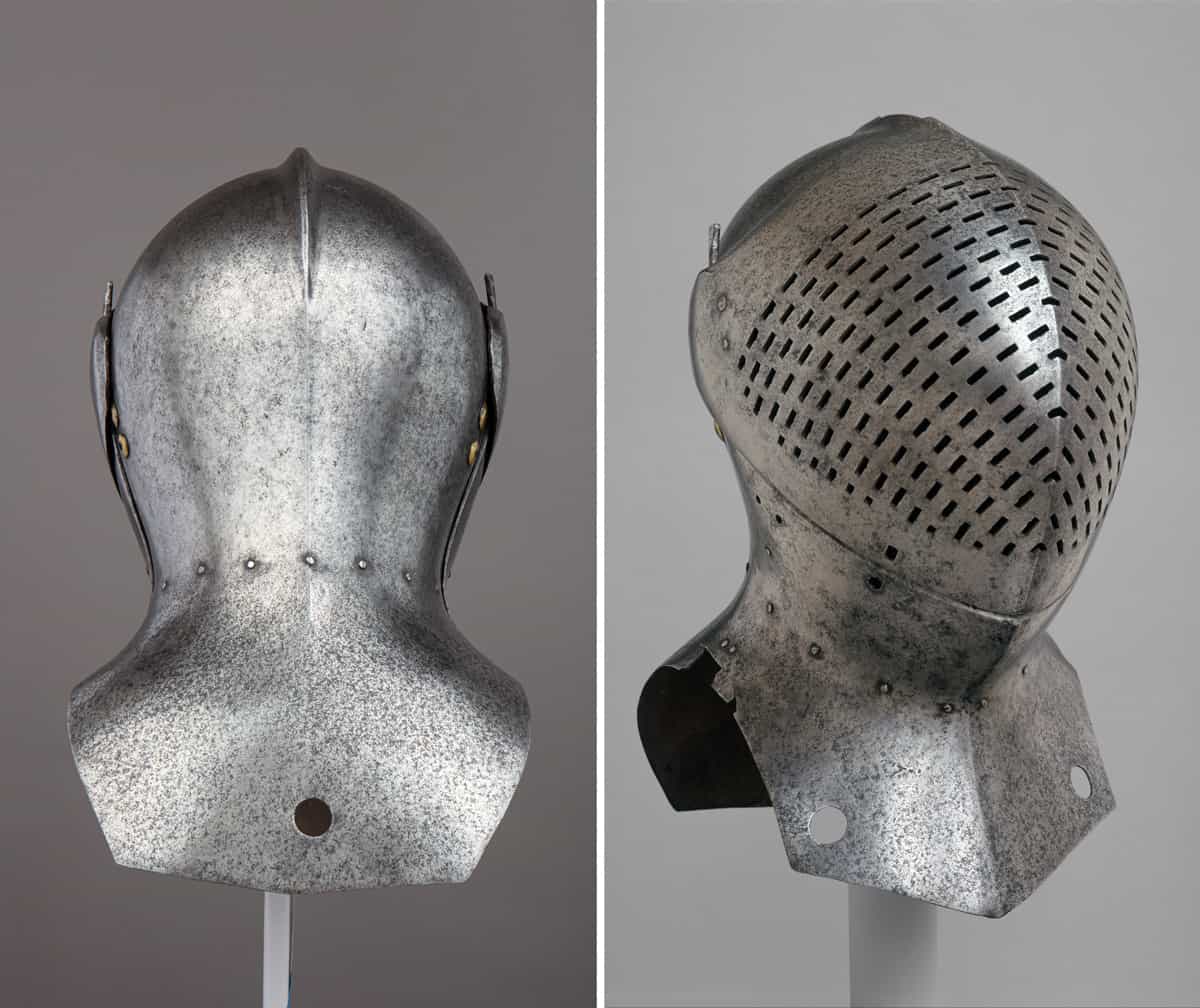 خوذة السير جيلز كابيل Foot-Combat Helm of Sir Giles Capel. صورة: metmuseum