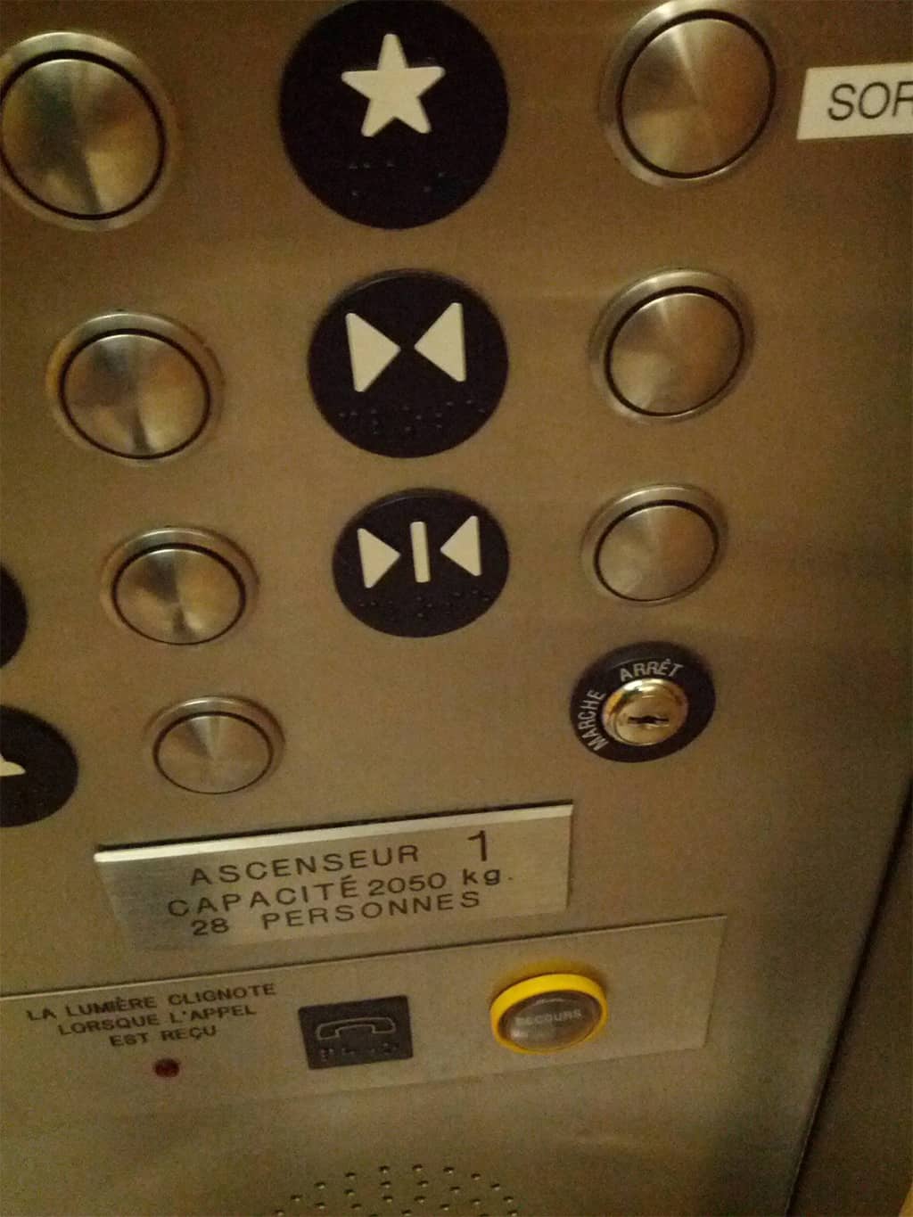 لوح مفاتيح المصعد
