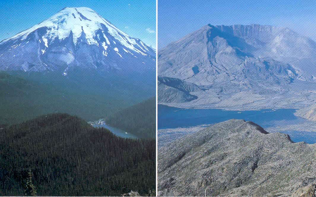 27. جبل سانت هيلين قبل وبعد ثوران بركانه عام 1980